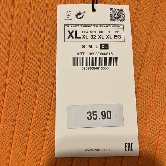 (NWT - Zara XL Long Sleeve Crop Top) - Picture 4 of 4